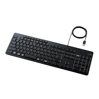 エレコム 有線 静音 フルキーボード メンブレン 幅442.8mm フル キーボード 109キー + 9キー 日本語配列 静音設計 抗菌 ブラック TK-FCM114SKBK