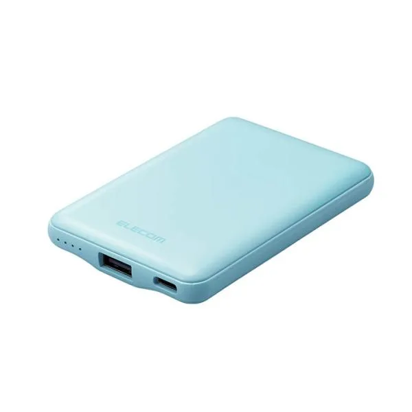 エレコム モバイルバッテリー 薄型コンパクト 5000mAh / 2.4A / Cx1+Ax1 リチウムイオン電池 おまかせ充電対応 ブルー DE-C37-5000BU 在庫処分
