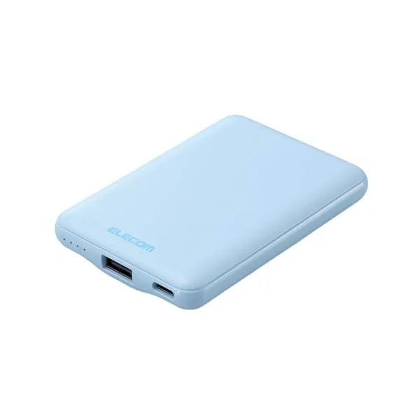 エレコム モバイルバッテリー 薄型コンパクト 3A C×1+A×1 リチウムイオン電池 薄型 15W出力 5000mAh USB Type-C ブルー DE-C45-5000BU