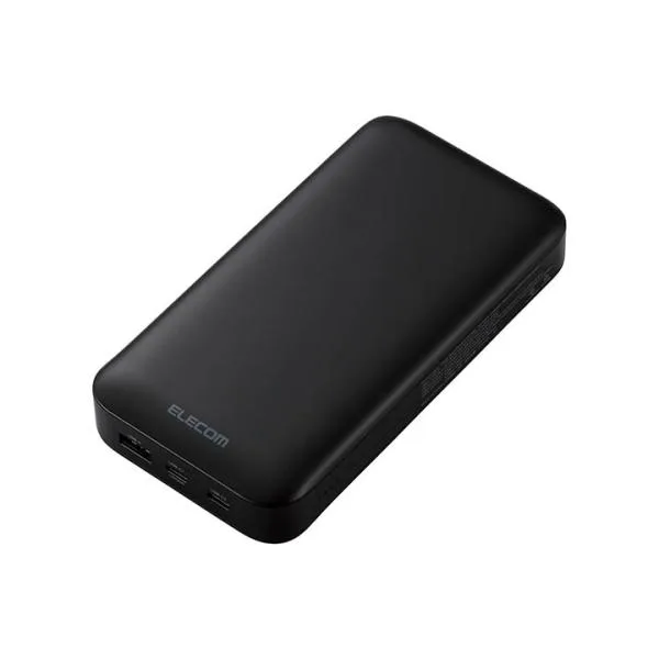 エレコム モバイルバッテリー 20000mAh 災害用 防災 USB Power Delivery USB Type-C×2+USB-A 65W リチウムイオン電池 ブラック DE-C50L-20000BK