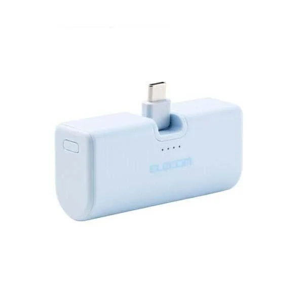 エレコム モバイルバッテリー 折り畳み式 直挿し モバイルバッテリー Type-C プラグ 5000mAh 22.5W リチウムイオン電池 ブルー DE-C57L-5000BU
