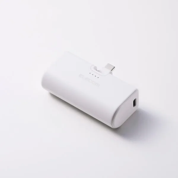 エレコム モバイルバッテリー 折り畳み式直挿し Type-Cプラグ 5000mAh 22.5W リチウムイオン電池 直挿し 180度スイングコネクタ USB-C ホワイト EC-C28LWH