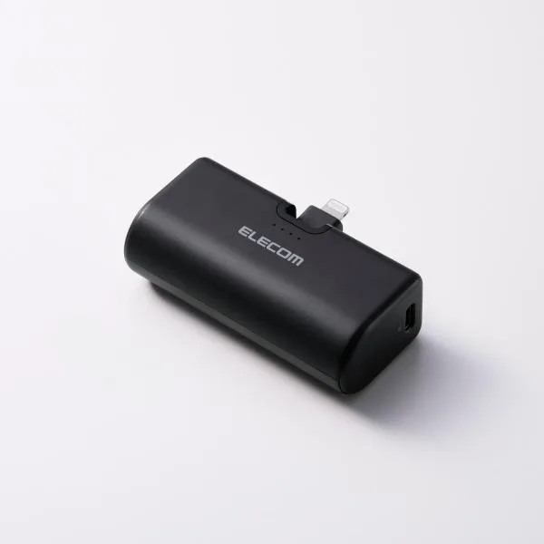 エレコム モバイルバッテリー 折り畳み式直挿し Lightningプラグ 5000mAh 12W リチウムイオン電池 直挿し 180度スイングコネクタ USB-C ブラック EC-C29LBK