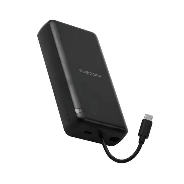 エレコム モバイルバッテリー USB Type-C ケーブル一体 20000mAh 20W リチウムイオン電池 ブラック EC-C35BK 在庫処分