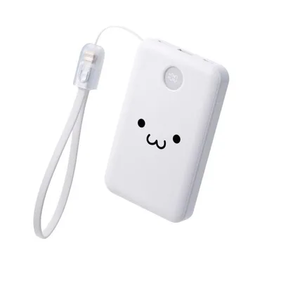 エレコム モバイルバッテリー ストラップ型ケーブル付き 10000mAh 22.5W リチウムイオン電池 残量表示 USB-C×2 USB-A しろちゃん ELECOM EC-C45WF