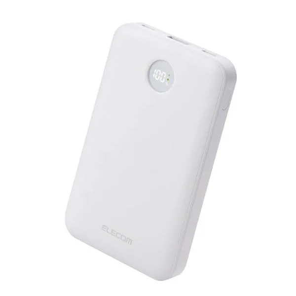 エレコム モバイルバッテリー 残量表示機能付き 10000mAh 22.5W リチウムイオン電池 残量表示 USB-C×2 USB-A×1 ホワイト ELECOM DE-C76-10000WH
