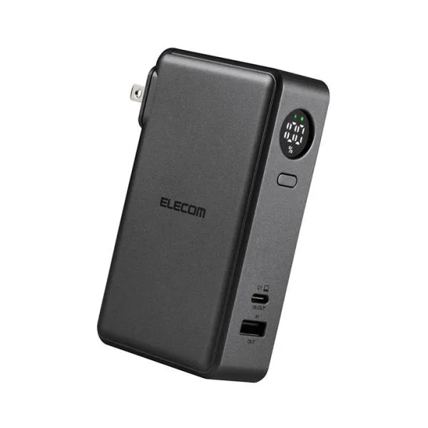 エレコム モバイルバッテリー AC充電器一体 10000mAh 67W C×1+A×1 リチウムイオン電池 AC一体型 Power Delivery PSE適合 ミッドナイト ELECOM EC-C46LMN