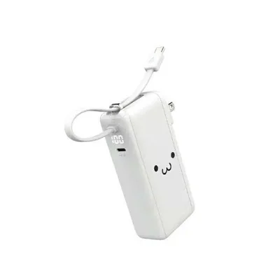 エレコム モバイルバッテリー AC充電器 USB Type-C ケーブル一体 10000mAh リチウムイオン電池 AC一体型 残量表示 35W USB-C×1 しろちゃん ELECOM EC-C51LWF