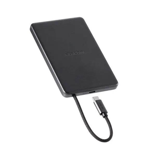 エレコム モバイルバッテリー ケーブル一体型 半固体 5000mAh 20W 半固体Li電池 USB-Cケーブルミッドナイト ELECOM EC-C58MN