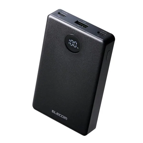 エレコム 半固体モバイルバッテリー 10000mAh 35W Type-C×2 USB-A モバイル バッテリー 半固体リチウム電池 残量表示 ブラック ELECOM DE-C86-10000BK