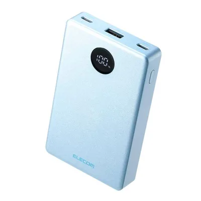 エレコム 半固体モバイルバッテリー 10000mAh 35W Type-C×2 USB-A モバイル バッテリー 半固体リチウム電池 残量表示 ブルー ELECOM DE-C86-10000BU