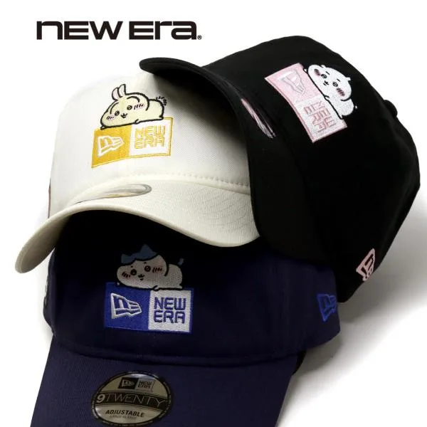 ニューエラ ちいかわ キャップ NEWERA 9TWENTY ボックスロゴ ハチワレ うさぎ 帽子 ロゴキャップ フリーサイズ ブラック ライトネイビー ストーン