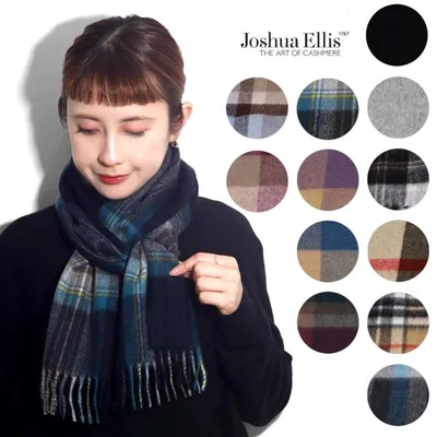 マフラー カシミヤ Joshua Ellis レディース ジョシュア エリス 送料無料 ストール メンズ 小物 メンズ カシミヤ素材 チェック 無地