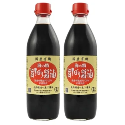 2本セット 海の精 国産 有機 旨しぼり醤油 500ml 天然醸造 生醤油 調味料 濃口 本醸造 国産原料 無添加 杉桶 有機JAS