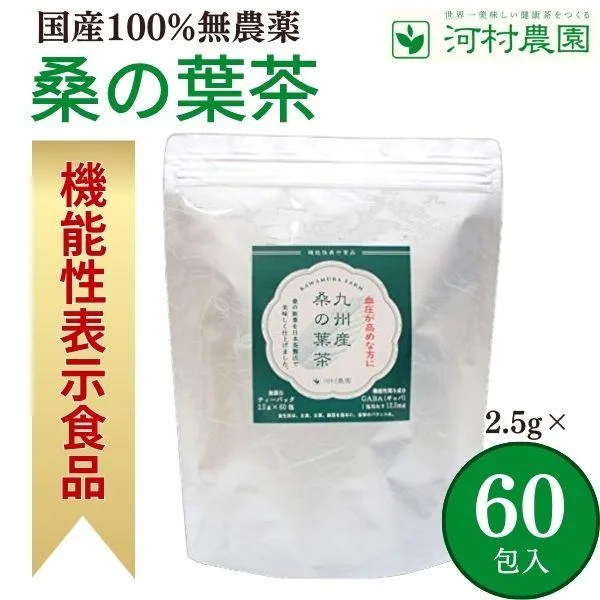 桑の葉茶 国産 無農薬 2.5g×60包 河村農園 水出し 桑茶 健康茶 ギャバ茶 桑の茶 九州産桑の葉100% 化学肥料不使用 GABA 大容量