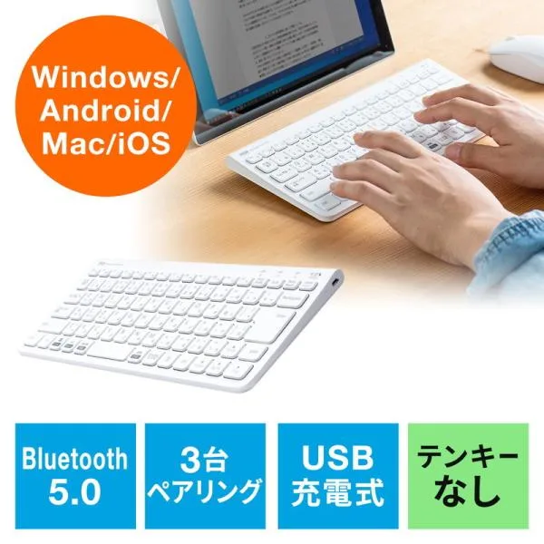Bluetoothキーボード ワイヤレス マルチペアリング iPad Windows macOS iOS Android 配列切替可能 充電式 テンキーなし EZ4-SKB073