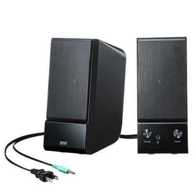 スピーカー10W(5W+5W)アンプ内蔵スピーカー間ケーブル延長可ブラックout-MM-SPL14BKN アウトレット