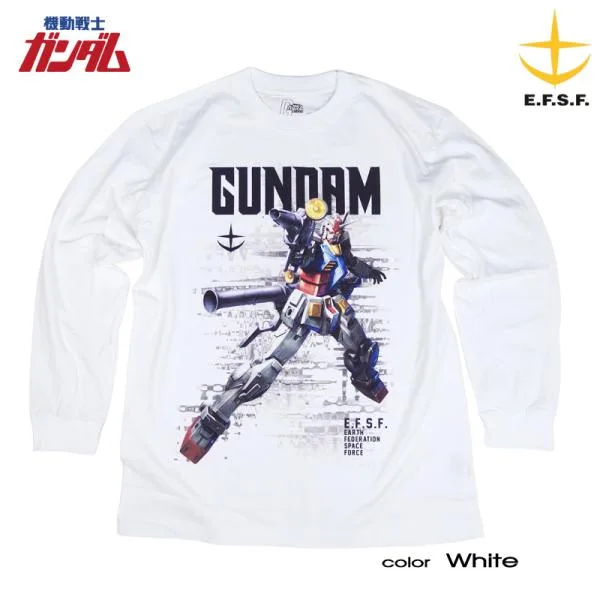Mobile Suit Gundam Long T Long Sleeve Shirt RX-78-2 GUNDAM Earth Defense Force Mobile Suit Zaku Char Zeong Goods Present Men's Reimported Anime OTAKU Christmas