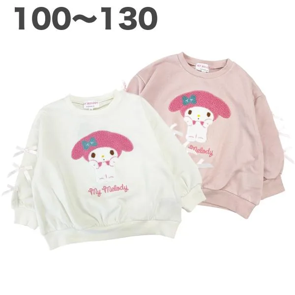 サンリオ マイメロディ サガラ刺繍 トレーナー 裏毛 長袖 秋 冬 春 キッズ 子供 服 女の子 100 110 120 130 キャラクター グッズ