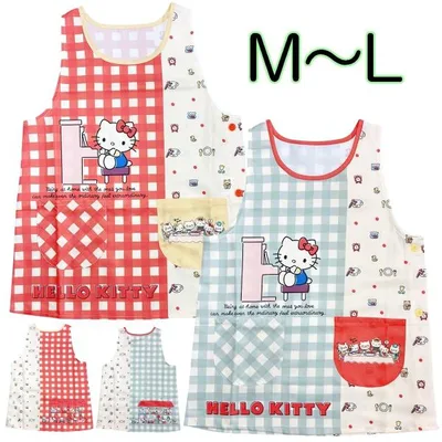 エプロン sanrio サンリオ ハローキティ ポリエステル100% サイドボタン タバード型 キャラクター M〜L 保育士 ママ プレゼント【2点までメール便可】