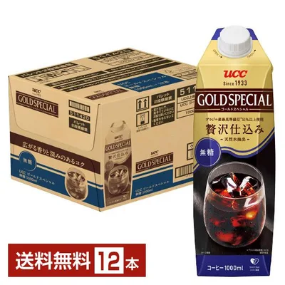 UCC ゴールドスペシャル アイスコーヒー 無糖 1000ml 紙パック 12本 1ケース 送料無料