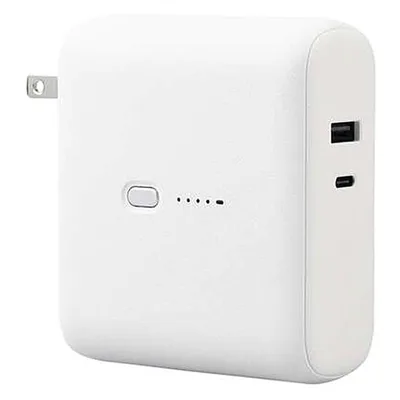 AC充電器一体モバイルバッテリー 10000mAh ELECOM エレコム 急速充電 PD20W Type-C×1+A×1 ホワイトフェイス DE-AC07-10000WF ◆コ