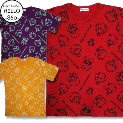 エヴァンゲリオン サンリオ コラボ T 総柄 半袖 Tシャツ アメカジ 薄手 メンズ / bia366