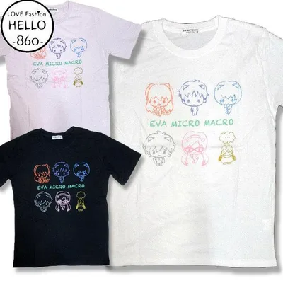 エヴァンゲリオン サンリオ コラボ T ミニキャラ 柄 半袖 Tシャツ アメカジ 薄手 メンズ / bia367