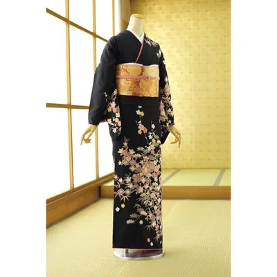 訪問着 レンタル H.L黒古典模様 身長 160cm〜170cm位 七五三 入学式 卒業式 卒園式 お宮参り 母親 ママ 母 着物レンタル上品 お茶会 レンタル着物 きもの 753