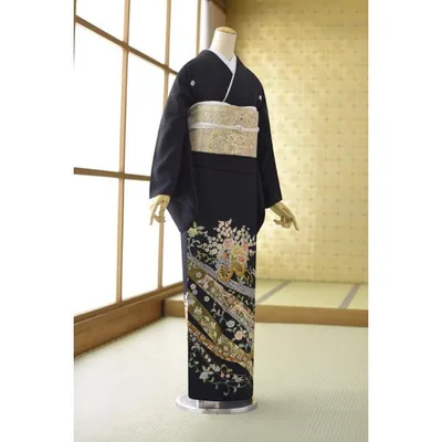 留袖とモーニング同時注文で10%OFF 留袖 レンタル 結婚式 花車に祝のしめ 身長 152cm〜167cm位 高級 正絹 着物レンタル 母親 親族 黒留袖レンタル 留め袖