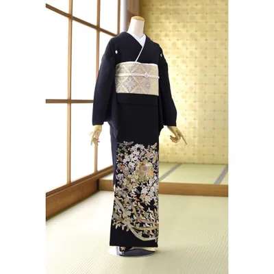 留袖とモーニング同時注文で10%OFF 留袖 レンタル 手刺繍花くらべ《身長》152cm〜167cm位 高級 正絹 着物レンタル 結婚式 母親 親族 列席者 礼装 黒留袖レンタル