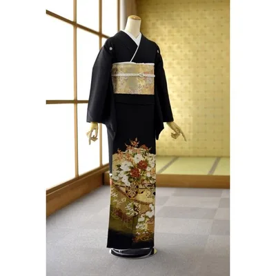 留袖とモーニング同時注文で10%OFF 留袖 レンタル 結婚式 黒留袖 高級正絹 幔幕花車《身長》154cm〜164cm位 着物レンタル 母親 黒留袖レンタル 留め袖 貸衣装