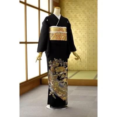 留袖とモーニング同時注文で10%OFF 留袖 レンタル 結婚式 弥生扇面のしめ 身長 146cm〜158cm位 黒留袖 正絹 着物レンタル 母親 貸衣装 黒留袖レンタル 留め袖