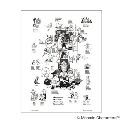 ポスター モノクロ キャラクター インテリア 飾り おしゃれ かわいい MOOMIN ムーミン モノクロミニポスター ムーミンキャラクターズ