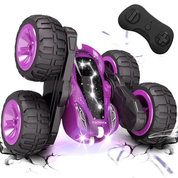 Tecnock ラジコンカー 子供向け USB-C直接充電式 スタントカー 360度回転 両面走行 ラジコン オフロード USB充電 4WD四輪駆動
