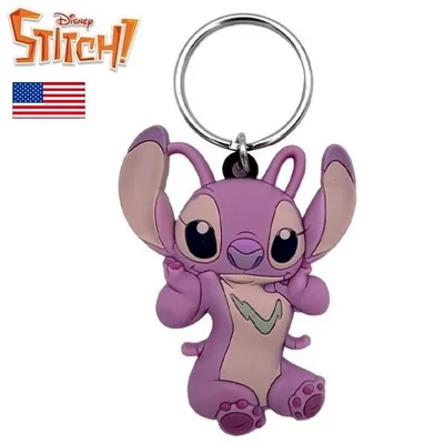 スティッチ エンジェル ラバーキーチェーン キーホルダー キャラクター アメリカン雑貨 アメリカ雑貨 ディズニー 鍵 カキ かわいい ピンク