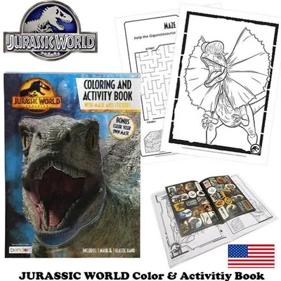 ジュラシック・ワールド ぬりえ アクティビティブック ステッカー お面付き 塗り絵 絵本 Jurassic World 恐竜 知育 玩具 英語 アメリカ直輸入