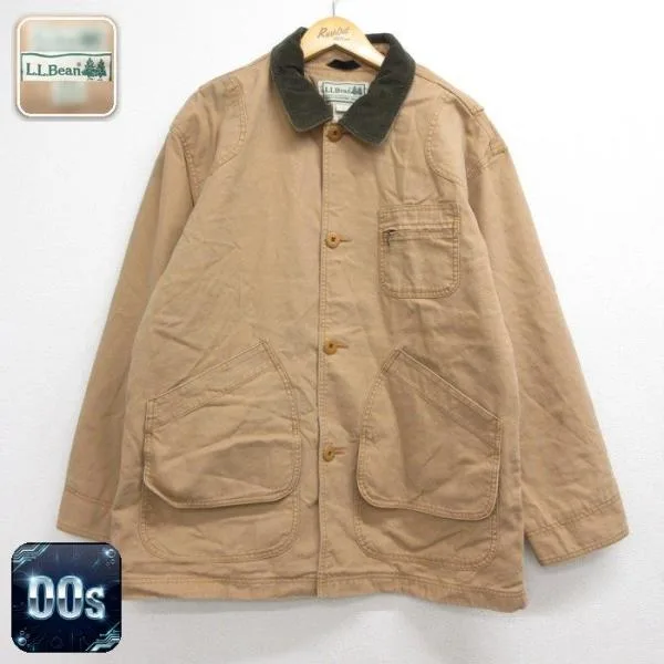 XL/古着 L.L.Bean エルエルビーン 長袖 カバーオール メンズ 00年代 00s ジャケット えりコーデュロイ ハンティング コットン ブラウン 26s