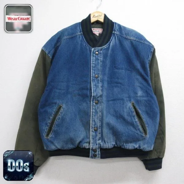 XL/古着 Wear Guard 長袖 デニム ジャケット メンズ 00年代 00s キルティング コットン クルーネック ネイビー 26aug21