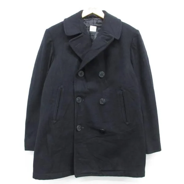 M/古着 MAJOR COAT CO. 長袖 ミリタリー ジャケット メンズ 80年代 80s ピーコート Pコート US ウール USA製 ブラック spe 26sep29