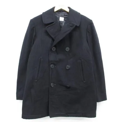 M/古着 MAJOR COAT CO. 長袖 ミリタリー ジャケット メンズ 80年代 80s ピーコート Pコート US ウール USA製 ブラック spe 26sep29