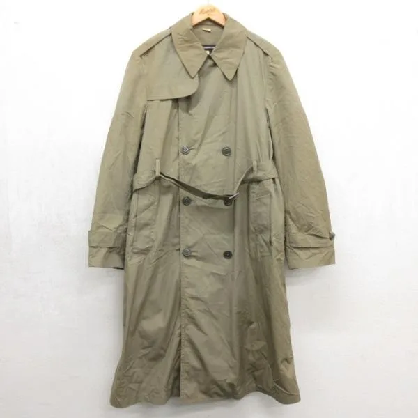 L/古着 長袖 ミリタリー メンズ 90年代 90s トレンチ コート ロング NSN ブラウン 26oct01