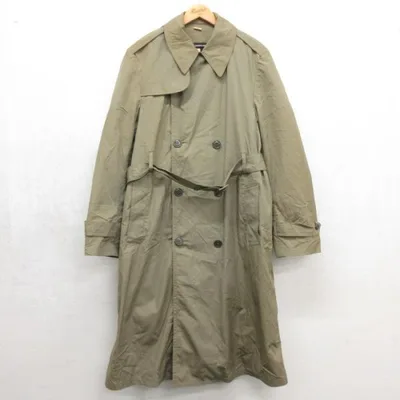 L/古着 長袖 ミリタリー メンズ 90年代 90s トレンチ コート ロング NSN ブラウン 26oct01