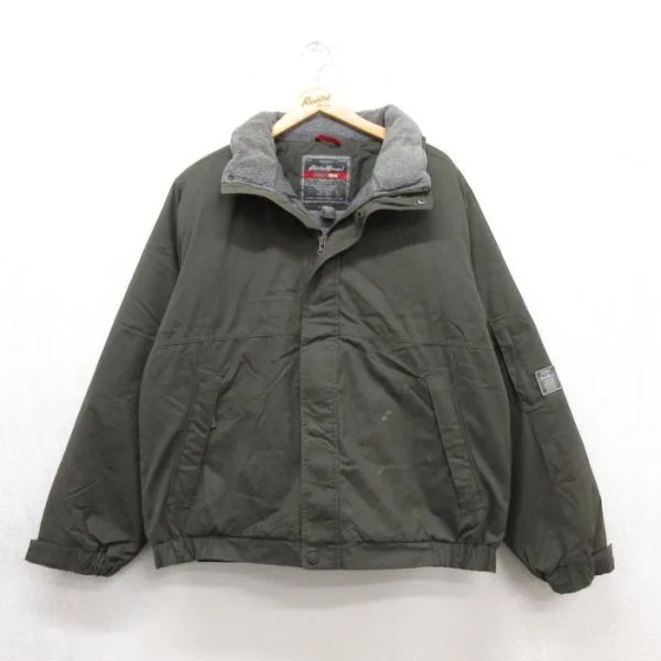 L/古着 Eddie Bauer エディーバウアー 長袖 ジャケット メンズ カーキ 26oct06