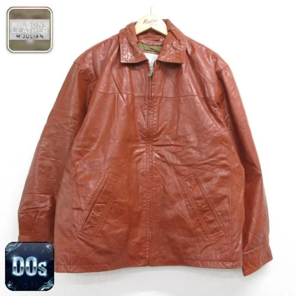 XL/古着 M.JULIAN 長袖 レザー ジャケット フルジップ メンズ ウィルソンズ ブラウン 26oct08