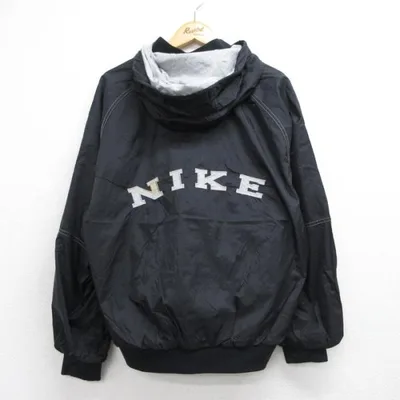 L/古着 ナイキ NIKE 長袖 ナイロン ジャケット パーカー メンズ 00年代 00s ブラック 26sep29