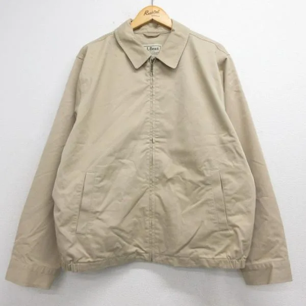 XL/古着 L.L.Bean エルエルビーン 長袖 ジャケット フルジップ スイングトップ メンズ 00年代 00s コットン ベージュ spe 26sep30