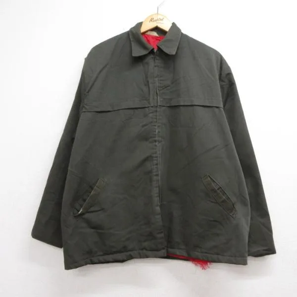 XL/古着 モンゴメリーワード 長袖 ジャケット フルジップ メンズ 70年代 70s ワーク 大きいサイズ カーキ 26oct02