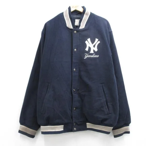 XL/古着 GIII 長袖 スタジャン メンズ 00年代 00s MLB ニューヨークヤンキース メジャーリーグ ベースボール 野球 キルティング 大きいサイ