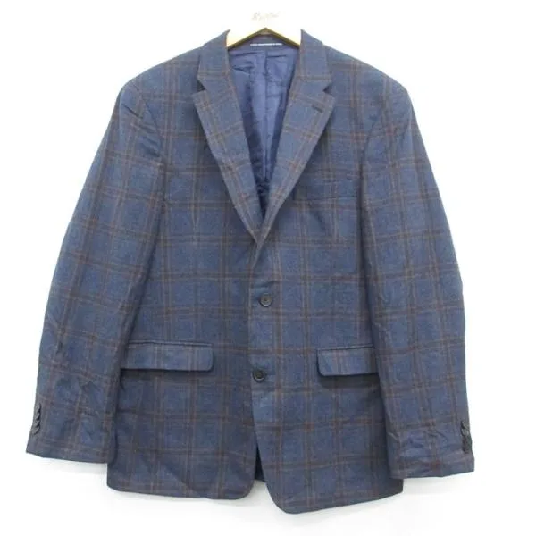 M/古着 トミーヒルフィガー TOMMY HILFIGER 長袖 ブランド テーラード ジャケット メンズ ウール ネイビー チェック 26sep30